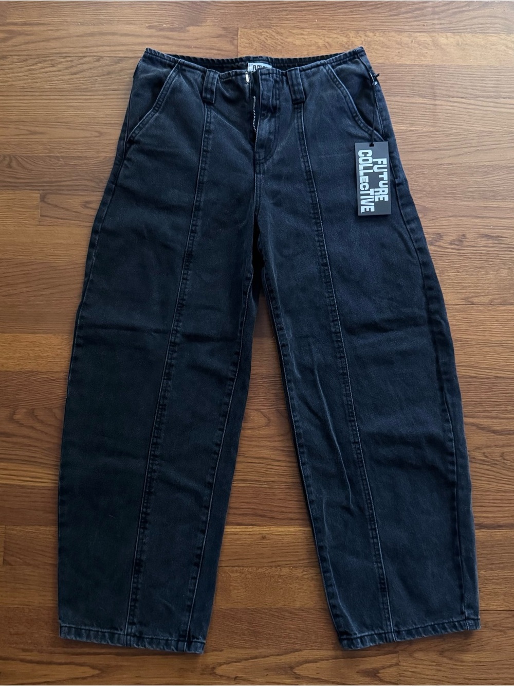 Future Collective Women's Black High-Rise Barrel Jeans